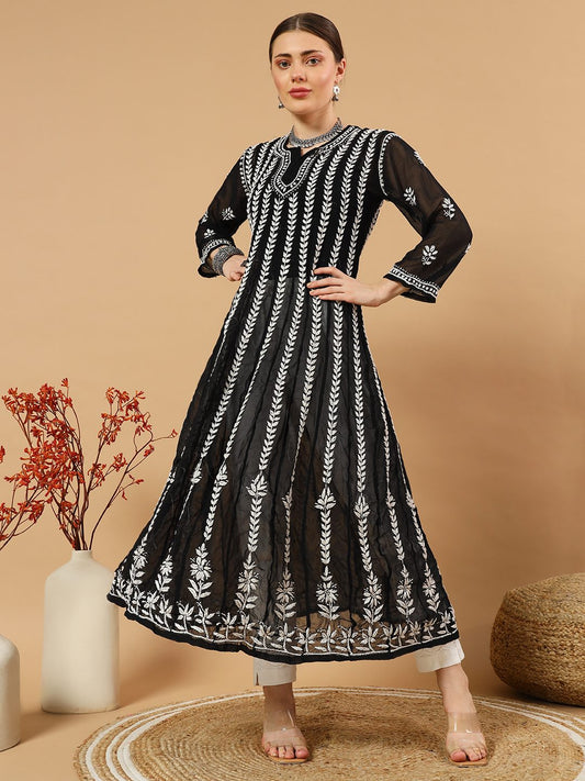 Chikankari Heavy Georgette Anarkali with Slip