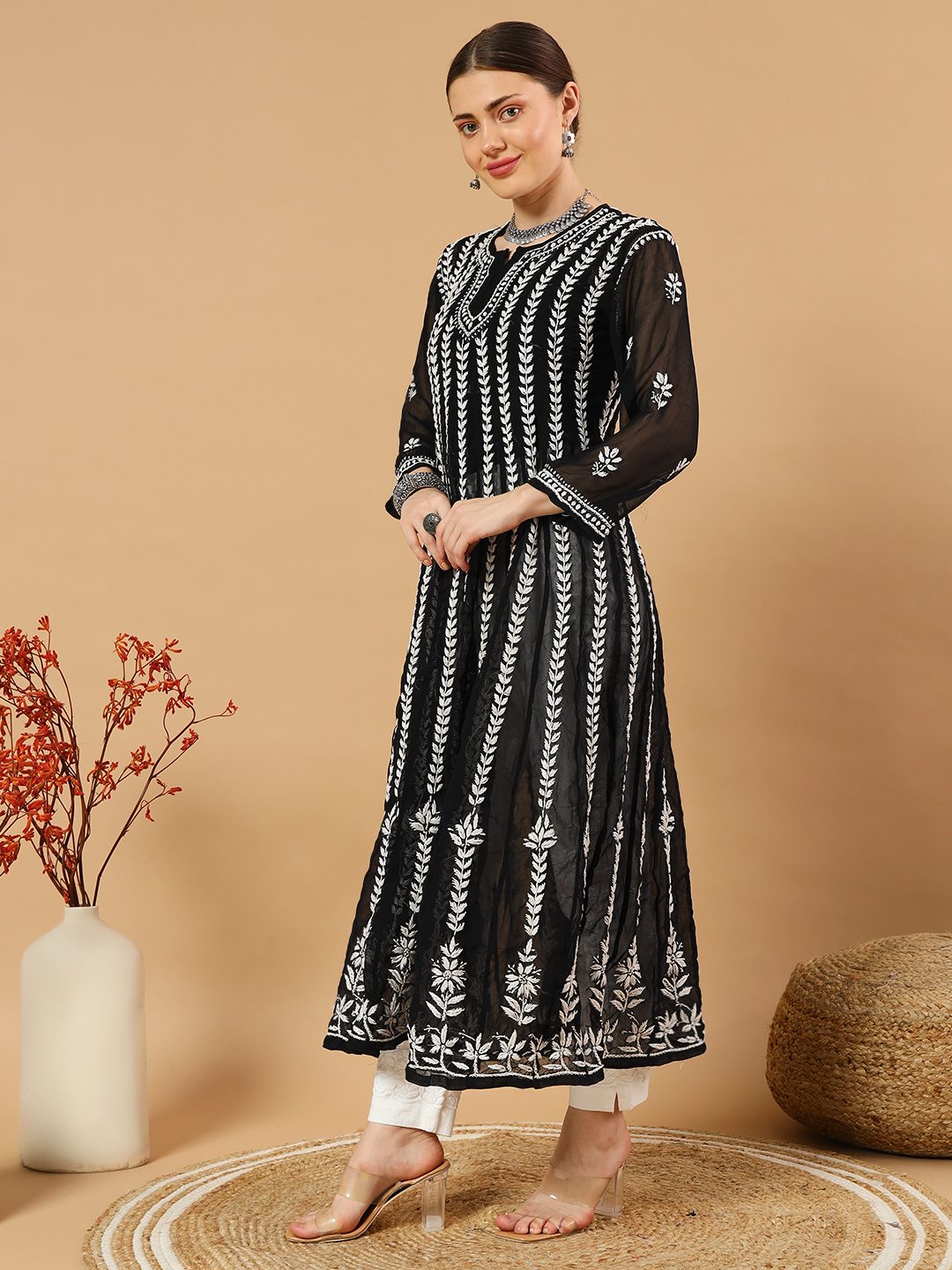 Chikankari Heavy Georgette Anarkali with Slip