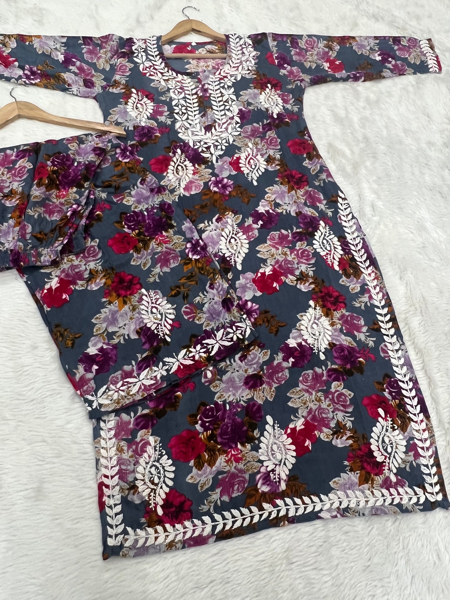 Chikankari Rayon Fabric Kurti Palazo Set