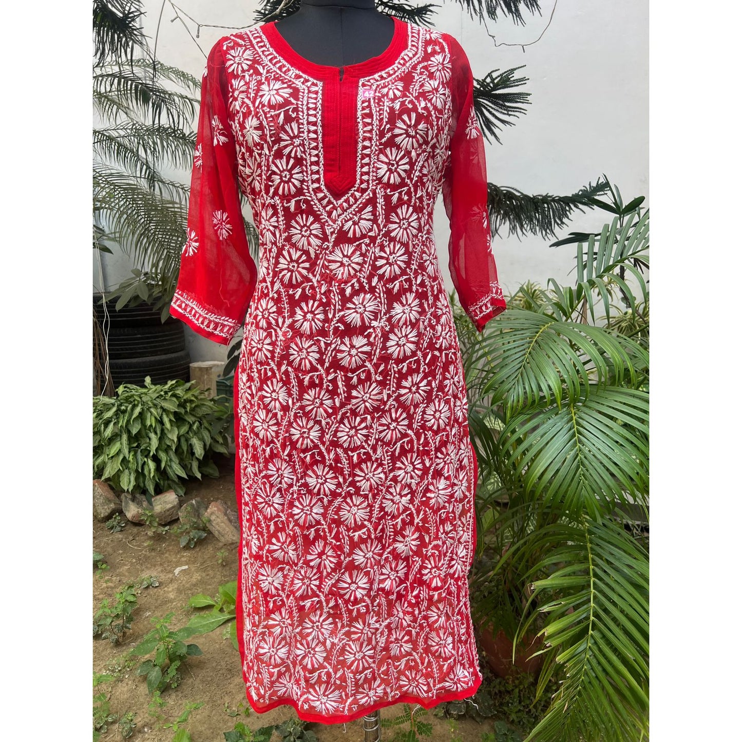 Multicolor Chikankari Handwork Kurti with Slip