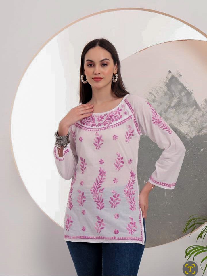 Summer Friendly Pure Cotton Chikankari Top