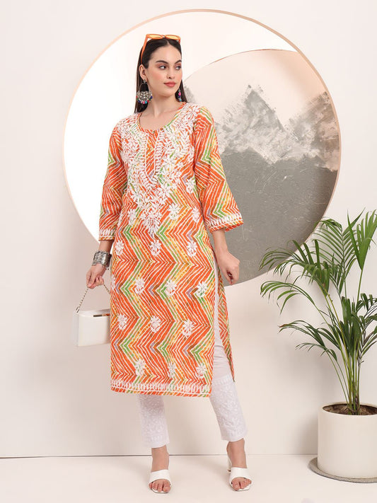 Mul Cotton Printed Handwork Kurti