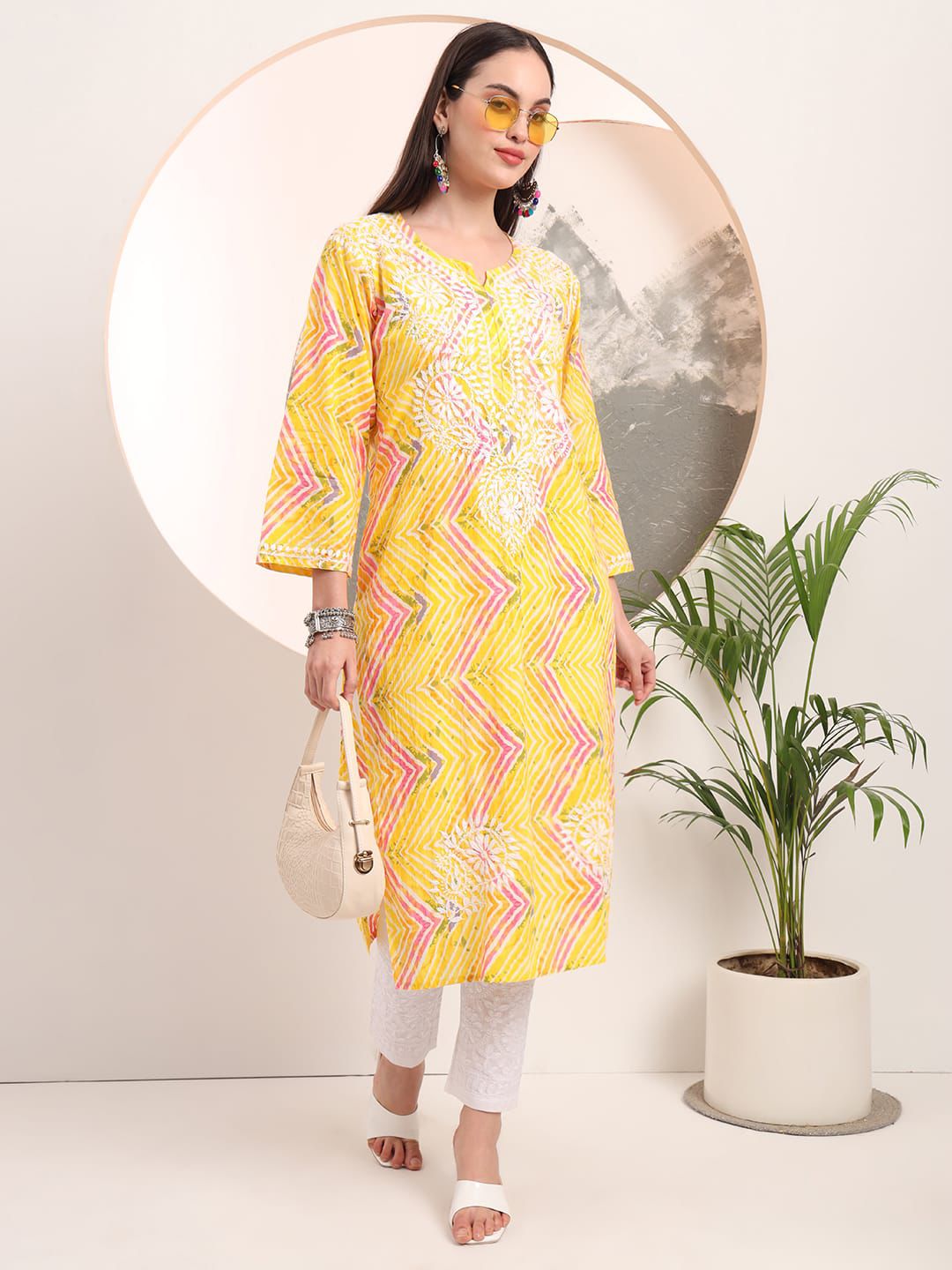 Mul Cotton Printed Handwork Kurti