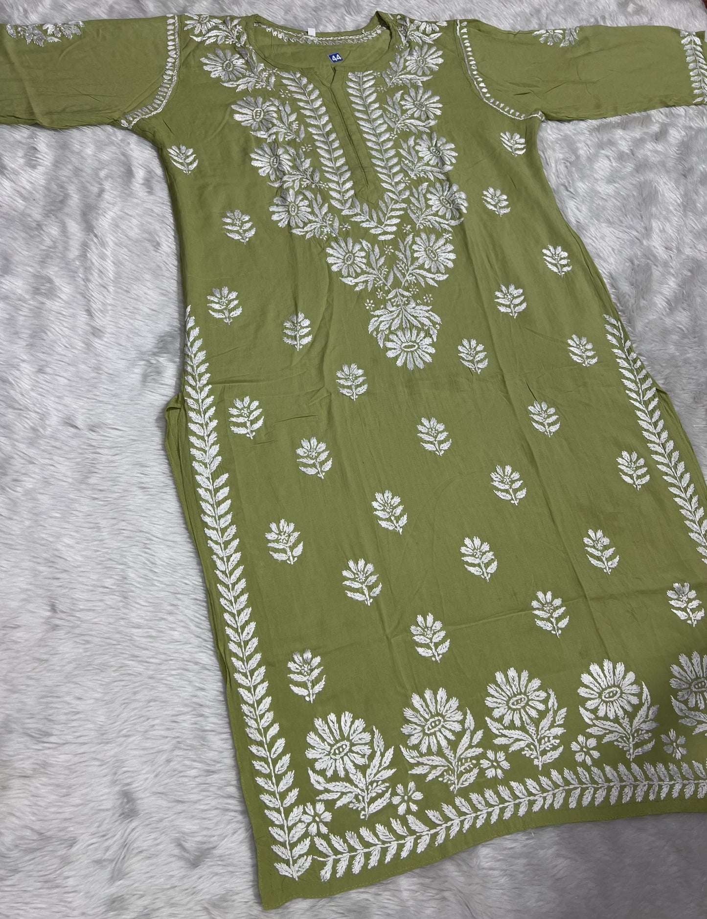 Handwork Chikankari Modal Fabric Kurti