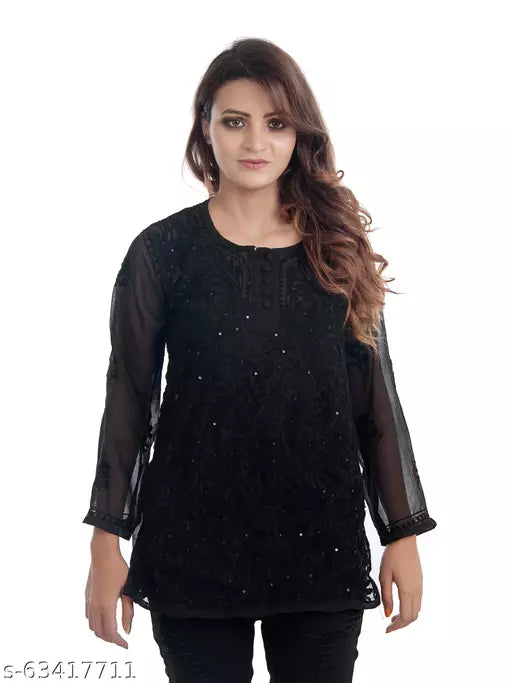 Georgette Fabric Aari Work Top with Sequins Detailing